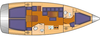 Grundriss und Kojenaufteilung Bavaria Cruiser 40