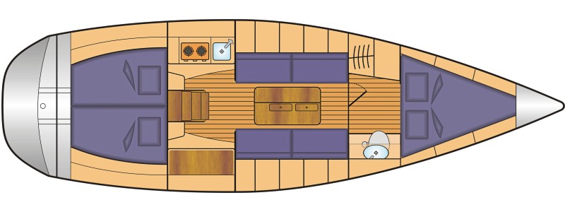 Grundriss und Kojenaufteilung X-99