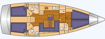 Grundriss und Kojenaufteilung Bavaria Cruiser 46 (21-23)