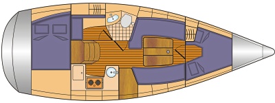 Grundriss und Kojenaufteilung Sun Odyssey 32i