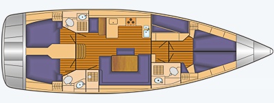 Grundriss und Kojenaufteilung Bavaria Cruiser 51