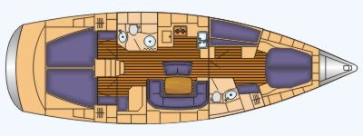 Grundriss und Kojenaufteilung Bavaria 46