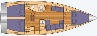 Grundriss und Kojenaufteilung Hanse 388