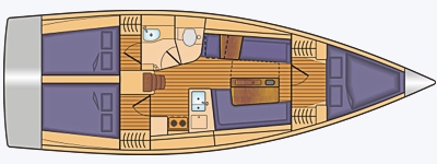 Grundriss und Kojenaufteilung Dehler 38 Performance-Cruiser