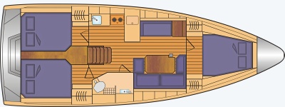 Grundriss und Kojenaufteilung Bavaria C38