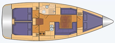 Grundriss und Kojenaufteilung Sun Odyssey 389