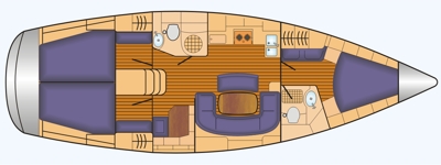 Grundriss und Kojenaufteilung Bavaria 40 cruiser