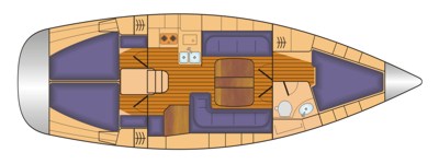 Grundriss und Kojenaufteilung Bavaria 38 cruiser