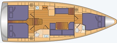Grundriss und Kojenaufteilung Bavaria C42