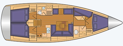 Grundriss und Kojenaufteilung Sun Odyssey 439
