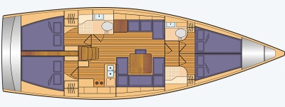 Grundriss und Kojenaufteilung Hanse 458